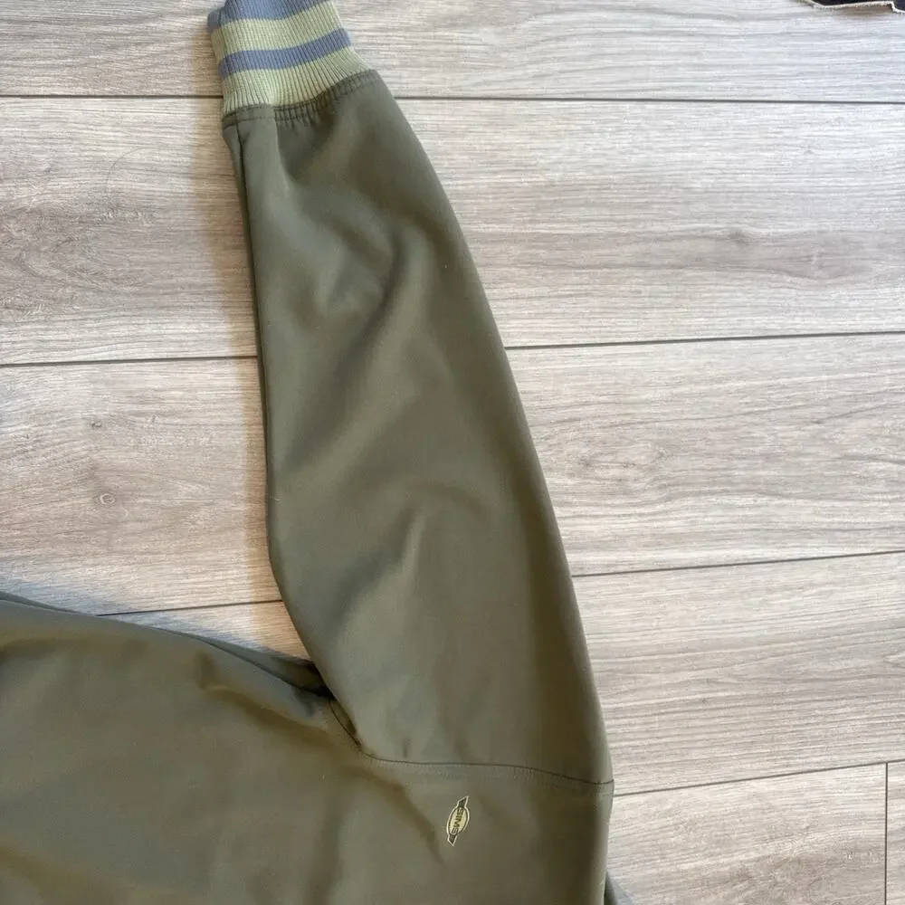 SIMS Bomber Jacket Women Large Olive Green Zip Bomber Sweater Free Shipping!